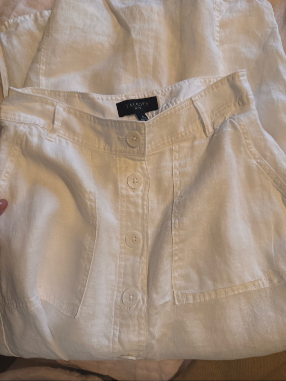 Talbots Petite White Linen-Textured skirt - Picture 3 of 7